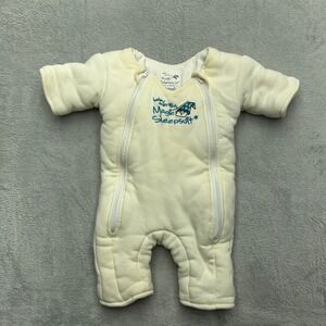 Baby Merlin Magic Sleepsuit Unisex Small Cream Transition Swaddle Double Zipper